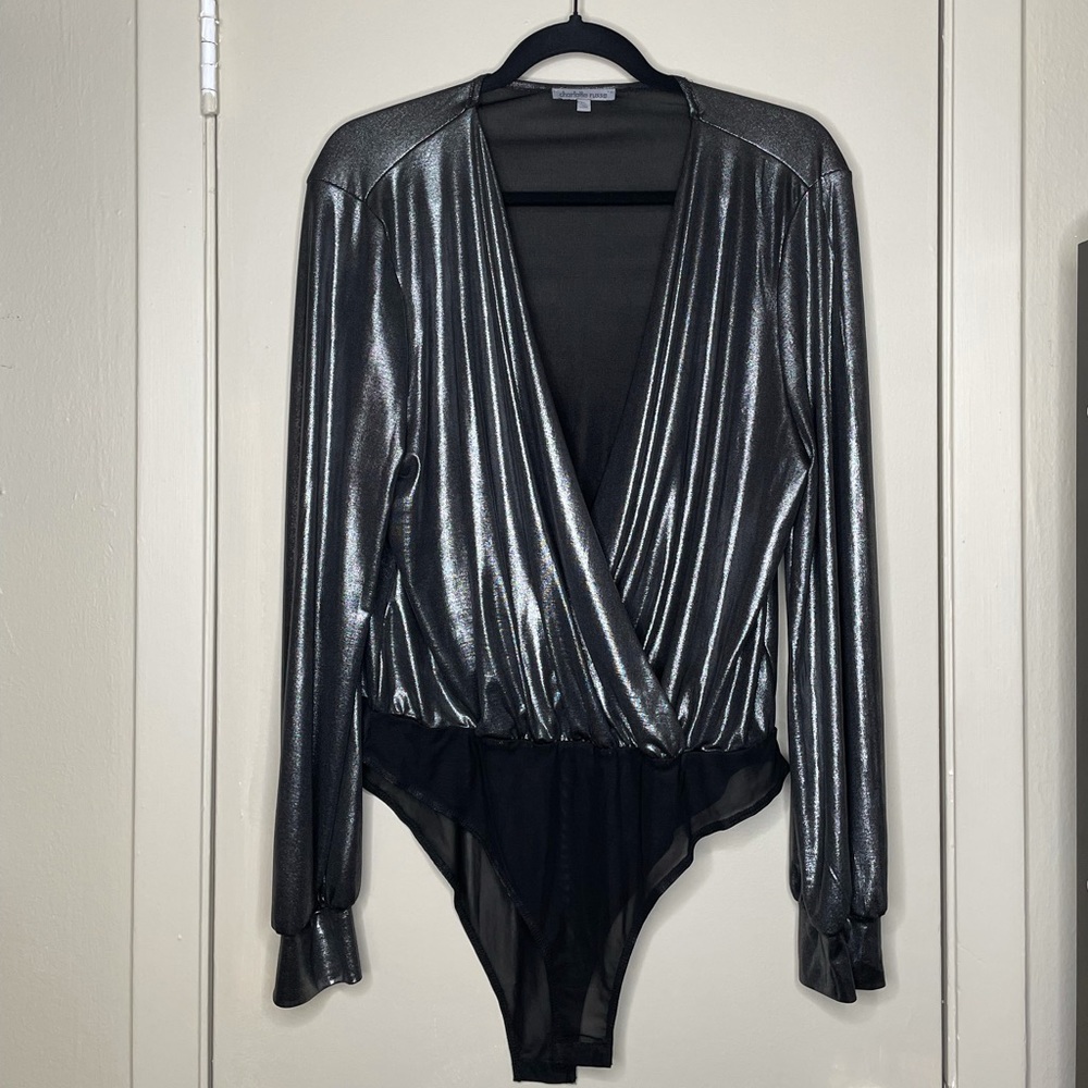 XL Gunmetal gray dee v bodysuit